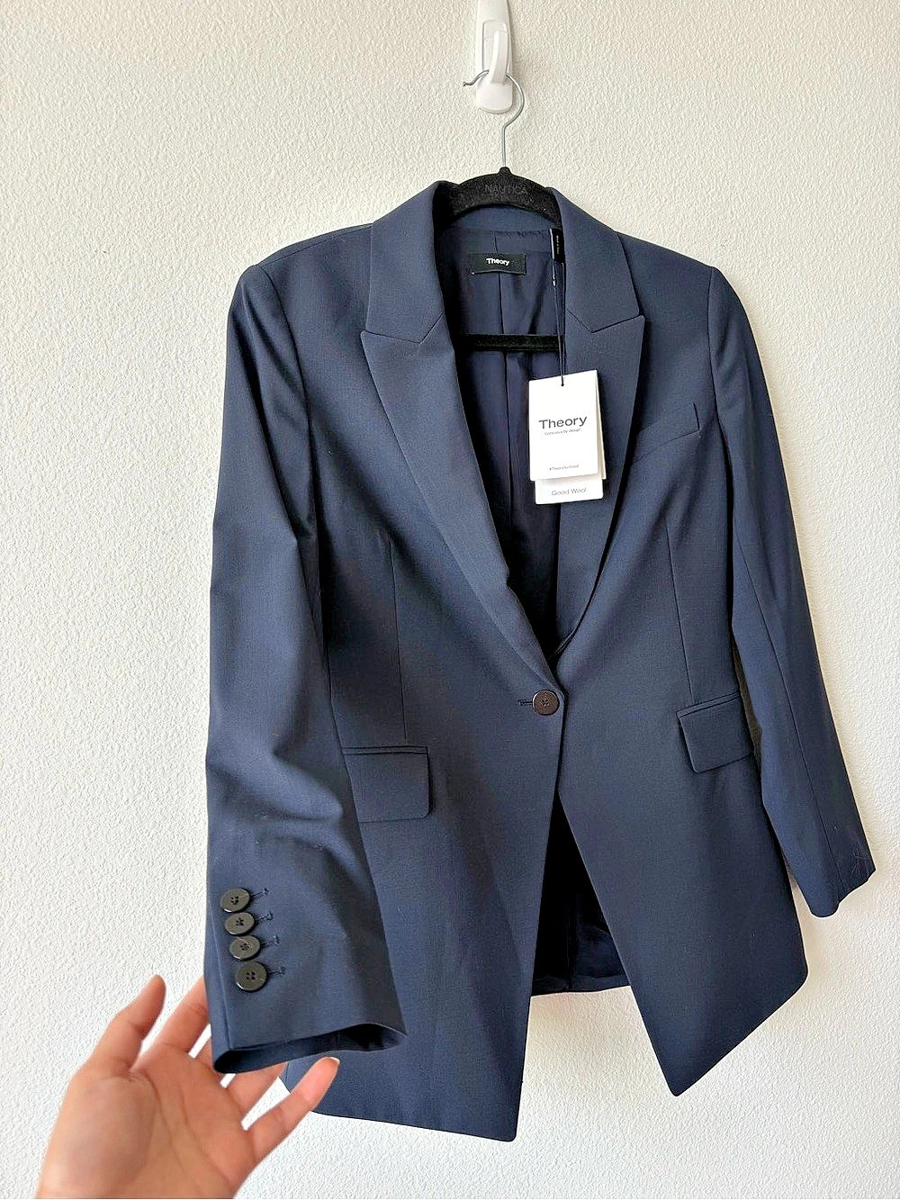 NWT Theory Etiennette Blazer Wool Blazer in Blue Size (2 )Small - Picture 8 of 11